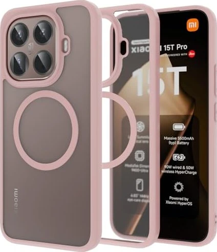 Zhmecocase Magnetische Hülle für Xiaomi 15T Pro transparent/rosa