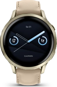 Garmin Venu 4S lunar gold/bone/light sand leather