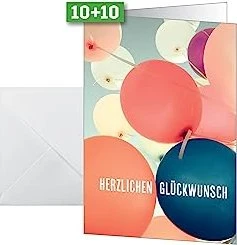 Sigel Geburtstagskarten Motiv Baloons Universalpapier weiß, A6, 300g/m², 10 Blatt