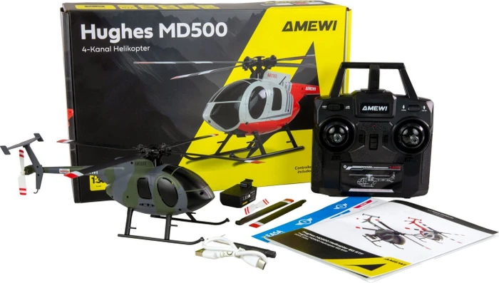 Amewi Hughes MD500 Helikopter Militär 4-Kanal 6G RTF grau