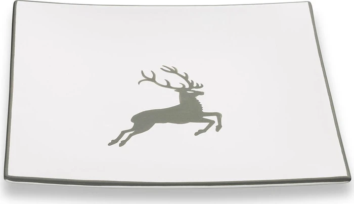Gmundner Keramik Grauer Hirsch Dessertteller Trend 20x20cm