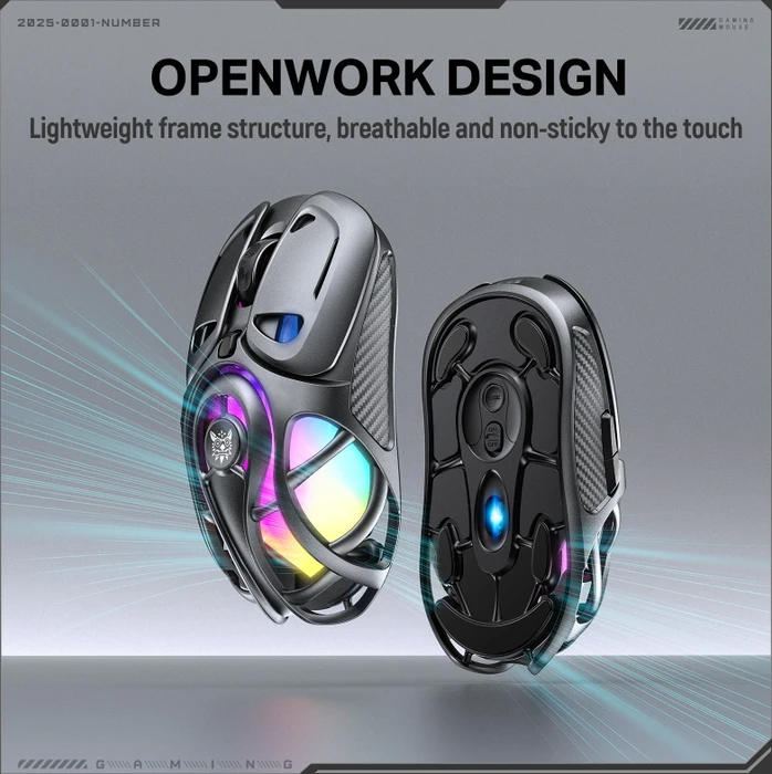 Onikuma DM02 Tri-Mode Wireless Gaming Mouse grau, USB/Bluetooth