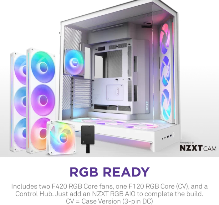 NZXT H9 Flow RGB+ [2025] White, weiß, Glasfenster