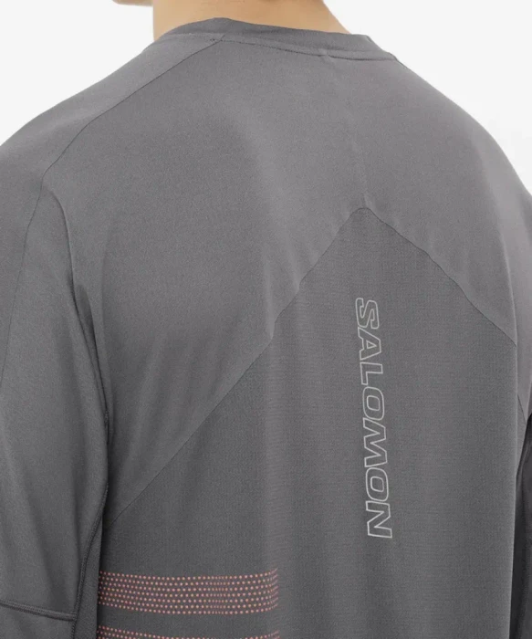 Salomon Sense Aero Graphic Laufshirt langarm castlerock/neon flame (Herren)