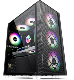 PCCooler Platinum MM200 Mesh, schwarz, inkl. Lüfter, Glasfenster