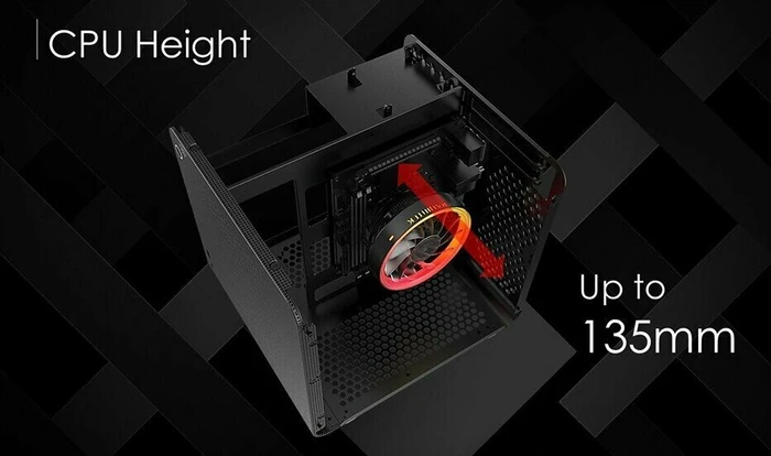 Raijintek Metis Evo TGS, rosa/schwarz, Glasfenster, Mini-ITX