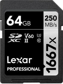 Lexar Professional 1667x Silver Series R250/W120 64GB, UHS-II U3, Class 10