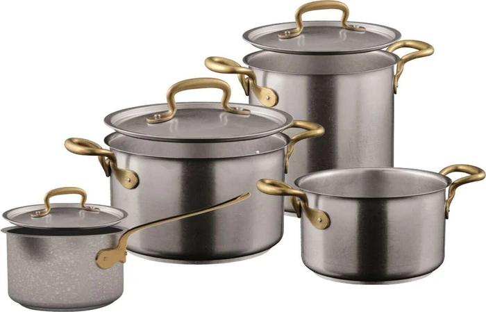 Sambonet 1965 Vintage Edelstahl matt 18/10 Kochgeschirr-Set, 7-tlg.