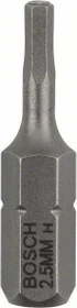 Bosch Professional Extra Hart Innensechskant Bit 1/4", 2.5x25mm, 3 Stück