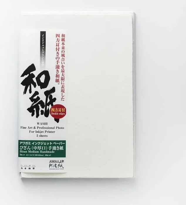 Awagami Bizan Medium Kunstdruckpapier matt naturweiß, A3, 200g/m², 5 Blatt