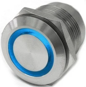 Bulgin Drucktaster silber, blau beleuchtet