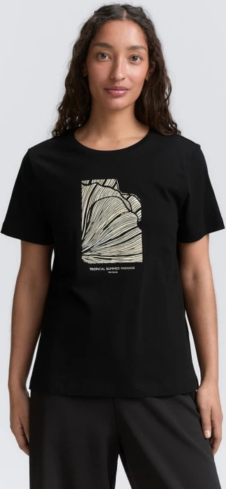 Tom Tailor Print T-Shirt kurzarm schwarz (Damen)