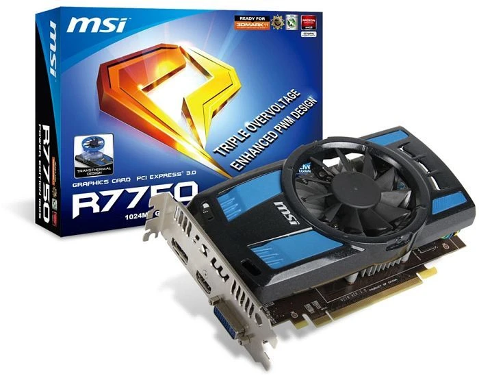 MSI Radeon HD 7750, R7750-1GD5 Power Edition, 1GB GDDR5, DVI, HDMI, DP