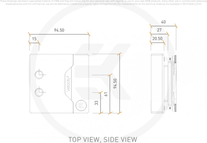 EK Water Blocks Quantum Line EK-Quantum Velocity² Direct Die D-RGB, 1700, Nickel Acryl