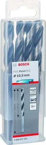 Bosch Professional HSS PointTeQ Spiralbohrer, 10.5x87x133mm, 5 Stück