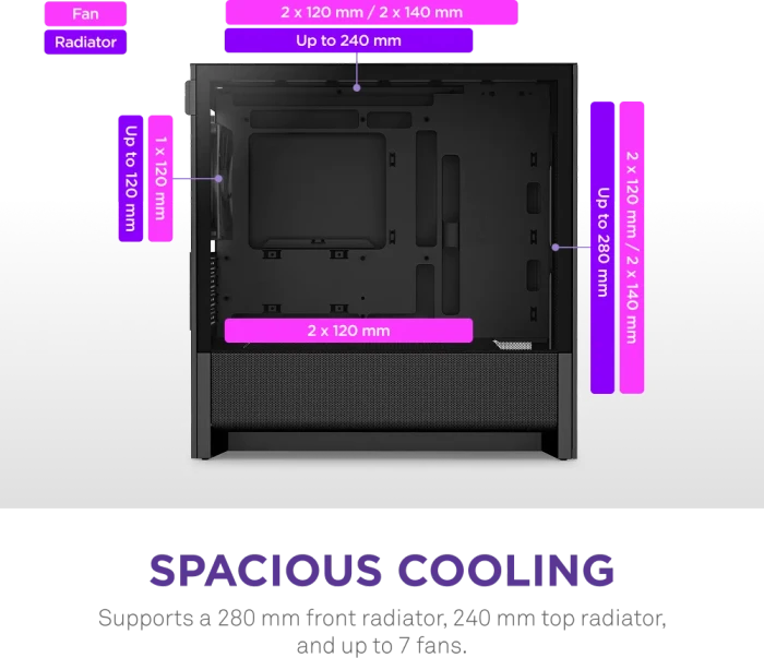 NZXT H3 Flow [2025] Black, schwarz, Glasfenster