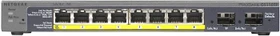 Netgear ProSAFE GS110 Desktop Gigabit Smart Switch, 8x RJ-45, 2x SFP, 46W PoE (GS110TP-200)