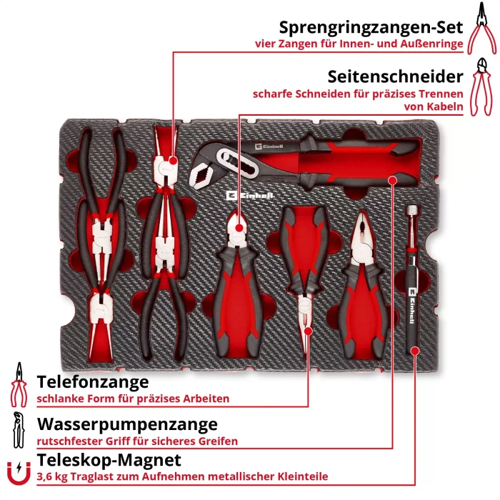 Einhell E-Case Inlay Zangen Handwerkzeugset, 9-tlg.