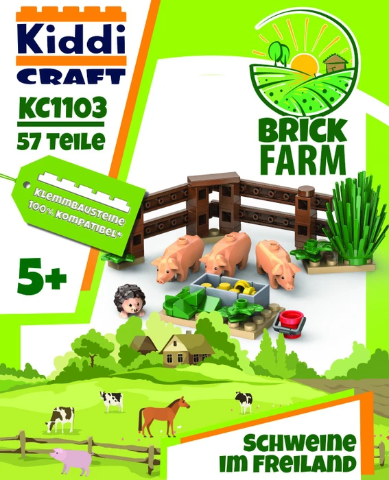 Kiddicraft BrickFarm Schweine im Freiland
