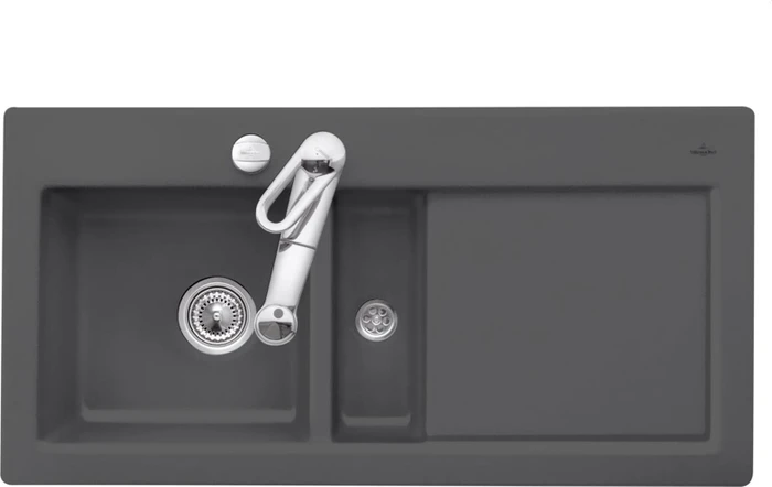 Villeroy & Boch Subway 60 Einbau Becken links mit Ablauffernbedienung graphite