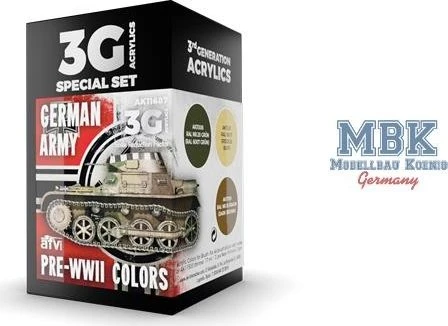 AK-Interactive 3rd Gen Acrylic Colors German Army Pre-WWII Colors Farbset, 3-tlg.