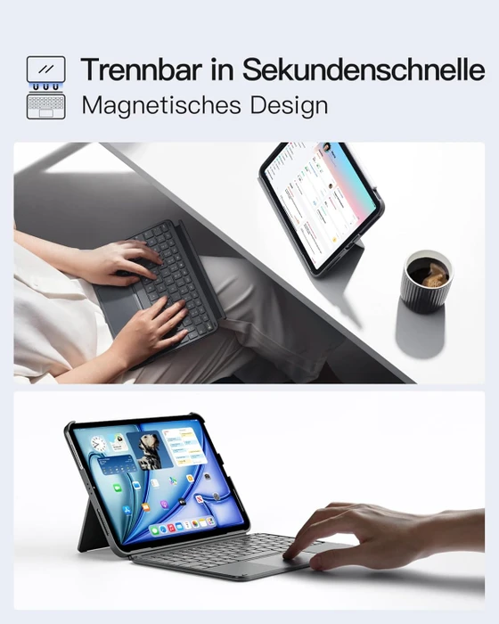 Inateck Ultraleicht Tastatur für iPad Air 6/iPad Air 5/iPad Pro 11", grau, DE