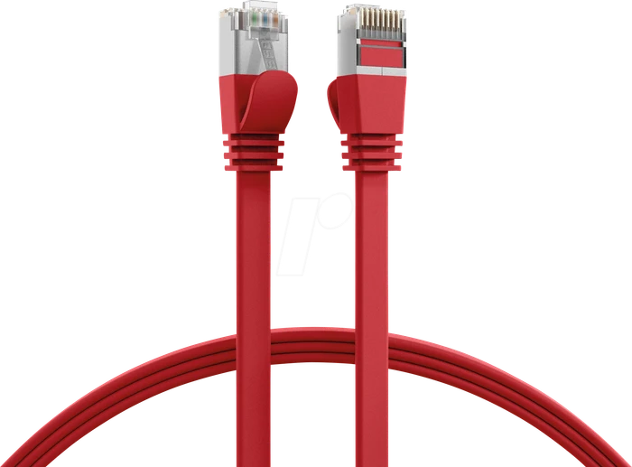 EFB Elektronik PVC Flach-Patchkabel, Cat6a, U/FTP, RJ-45/RJ-45, 1m, rot