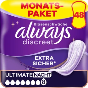 Always Discreet Ultimate Nacht Hygieneeinlage,    48 Stück (4x 12 Stück)