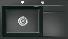 systemceram Stema 86 SL F Einbau Becken links mit Ablauffernbedienung nero