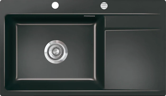systemceram Stema 86 SL F Einbau Becken links mit Ablauffernbedienung nero