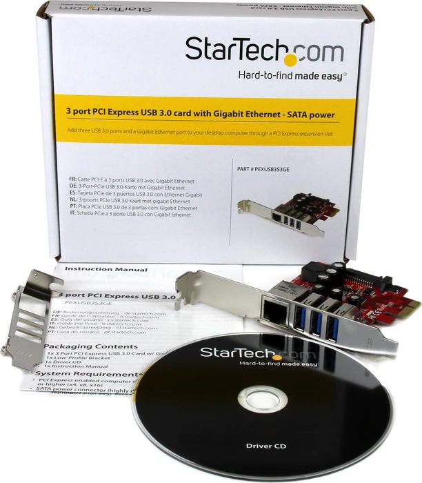 StarTech LAN-Adapter, USB-Hub, 3x USB-A 3.0, RJ-45, PCIe 2.0 x1