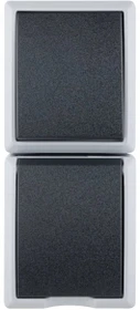 REV Ritter AquaForm Aus-/Wechselschalter + Steckdose AP IP44 senkrecht, grau