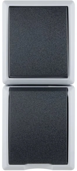 REV Ritter AquaForm Aus-/Wechselschalter + Steckdose AP IP44 senkrecht, grau