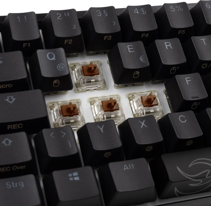 Ducky One 2 Pro Mini, PBT, schwarz, LEDs RGB, MX RGB BROWN, USB, DE