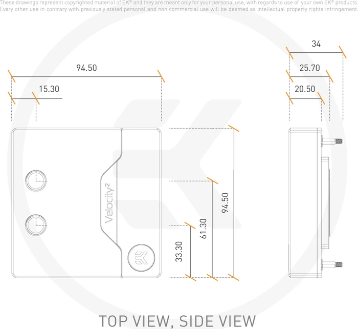 EK Water Blocks Quantum Line EK-Quantum Velocity² D-RGB, 1700, Nickel, Gold