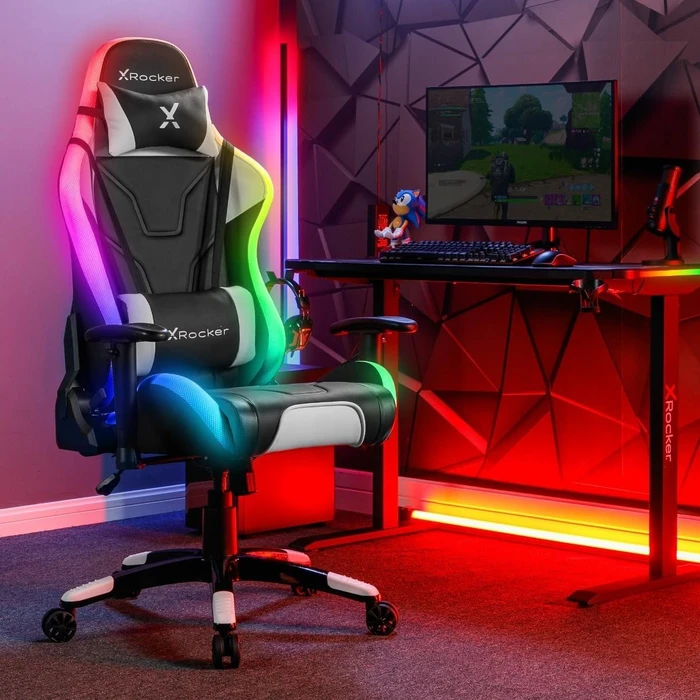 X Rocker Agility Esports RGB Gamingstuhl, schwarz/weiß