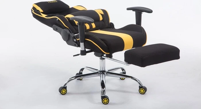 CLP Racing Limit V2 Stoff Gamingstuhl mit Fußstütze, schwarz/gelb