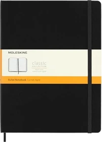 Moleskine Klassik Notizbuch, 190x250mm, liniert, fester Einband X-Large, schwarz, 192 Blatt
