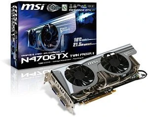 MSI GeForce GTX 470, N470GTX Twin Frozr II, 1.25GB GDDR5, 2x DVI, Mini HDMI