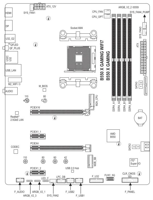 GIGABYTE B550 X Gaming WIFI7 (AMD AM4)