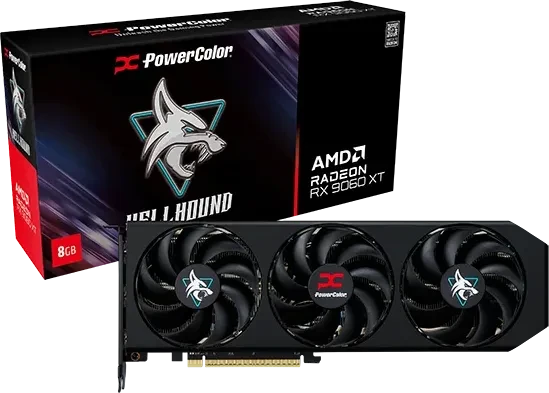 PowerColor Hellhound Radeon RX 9060 XT, 8GB GDDR6, HDMI, 2x DP