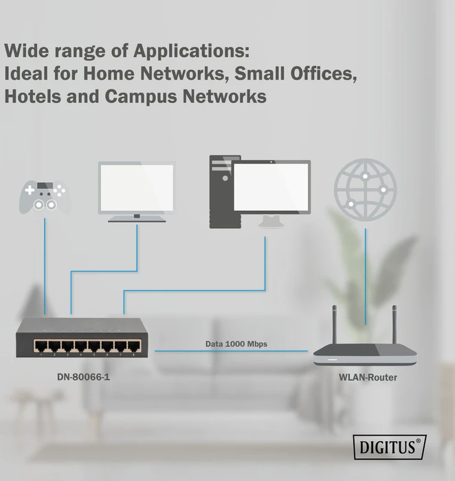 Digitus DN-800 Desktop Gigabit Switch, 8x RJ-45