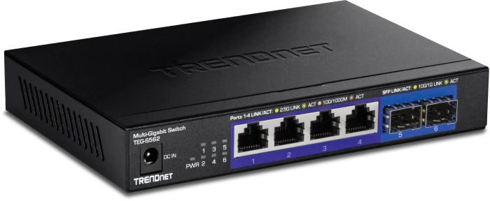 TRENDnet TEG-S Desktop 2.5G Switch, 4x RJ-45, 2x SFP+