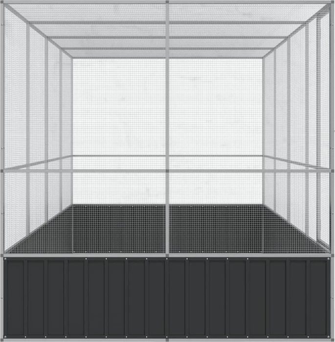 vidaXL Voliere, silber/grau, 418x212x207cm