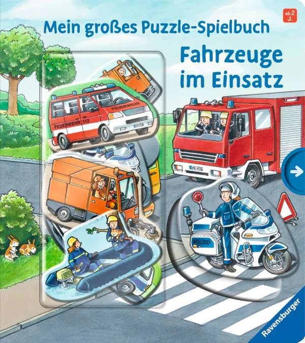 Ravensburger Puzzle Mein großes Puzzle-Spielbuch Fahrzeuge im Einsatz