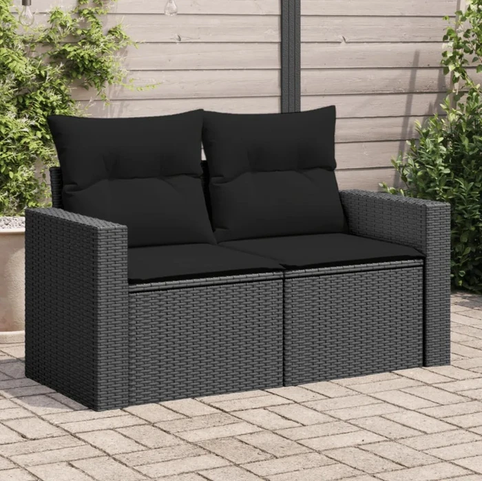 vidaXL Gartensofa/Gartenbox mit Kissen 131cm 2-Sitzer schwarz