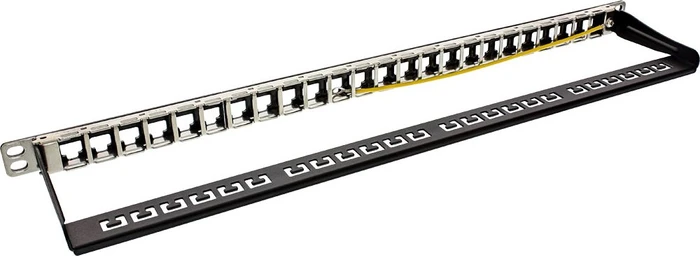 InLine Patchpanel für RJ-45 Keystone Module 19" , geschirmt, 24-Port, 0.5HE, 19", schwarz