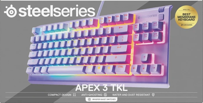 SteelSeries Apex 3 TKL, Lavender, violett, LEDs RGB, USB, US
