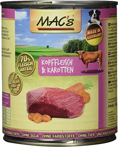 MAC's Dog Kopffleisch und Karotten, 4.80kg (6x 800g)