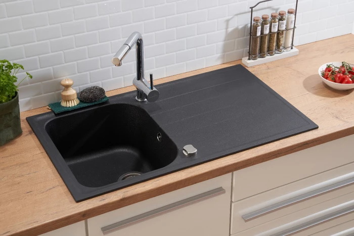 Respekta Orlando 860x500mm Einbau Becken reversibel schwarz